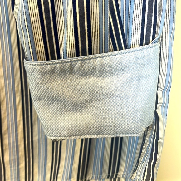 Bugatchi Uomo Men’s Medium shaped fit striped blue white shirt button down cuff - Picture 5 of 7